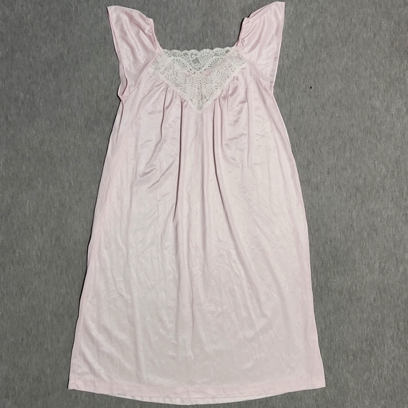 Vintage Union Made Lacey Lingerie Pink Chemise Slip Dress Nightgown - Picture 4 of 12